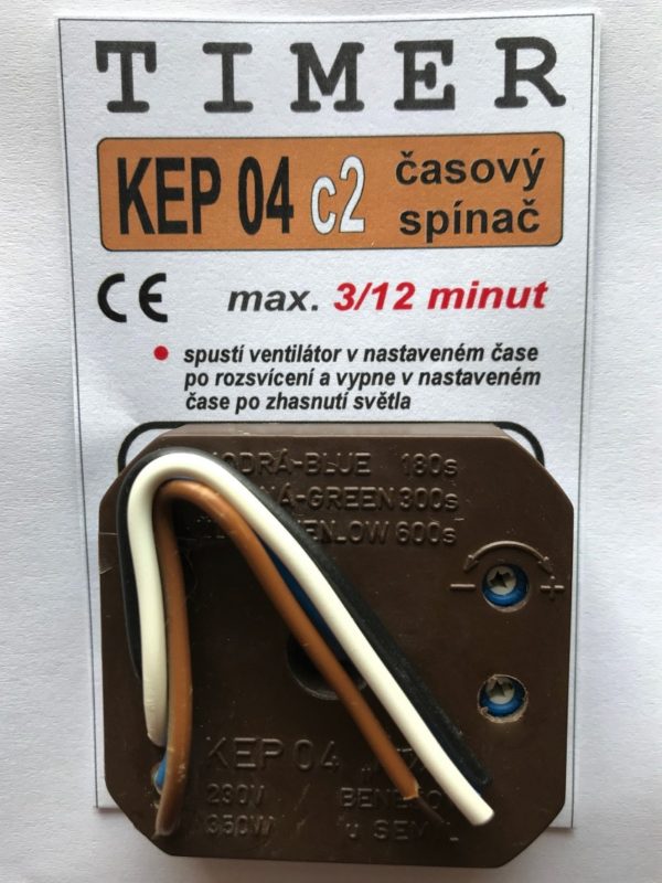Časový spínač KEP04-c2 - časový spínač pro ventilátor, 3/12 minut