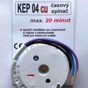 Časový spínač KEP04 cu, biely, časový spínač pre ventilátor, 20 minút
